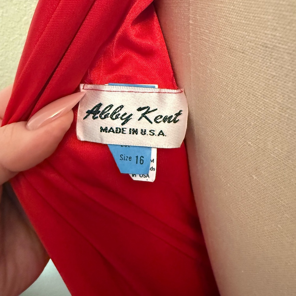 Vintage Red Draped Cocktail Dress Ruched Bodice Large - Picture 13 of 14